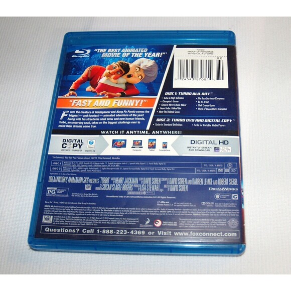 Turbo [Blu-ray] Dream Works Kids Movie - Picture 2 of 3